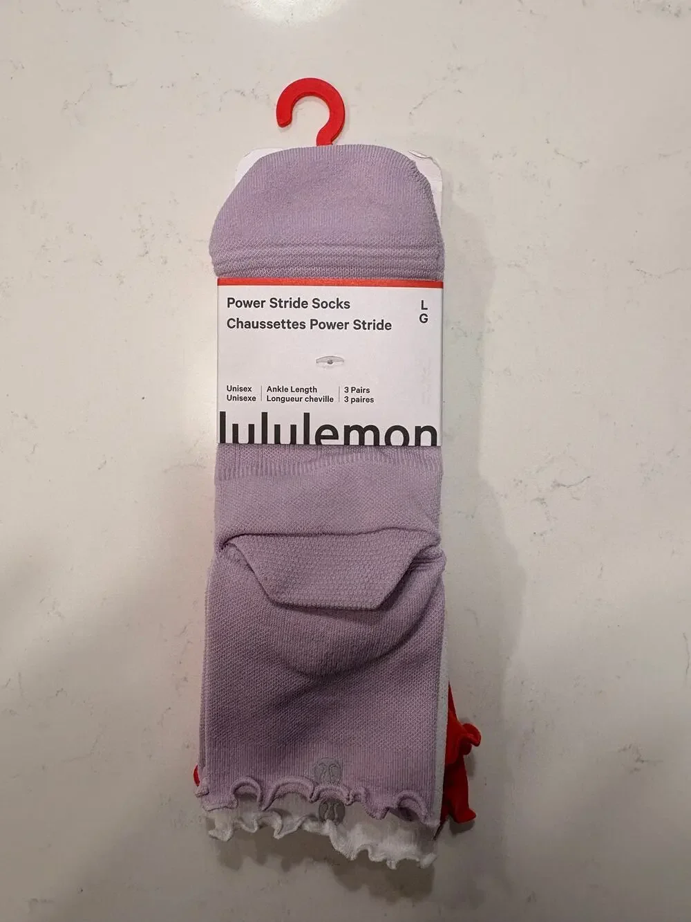 NWT Lululemon Power Stride Socks - Ankle Length - 3 pairs - Sz L - $48 MSRP